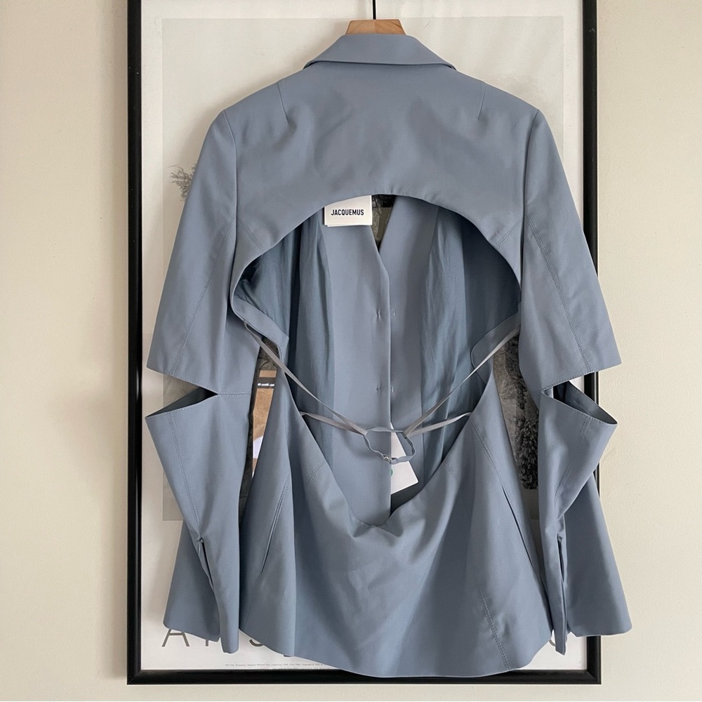 Jacquemus La Vesto Melo Cutout Blazer Blue Stretch Wool Size 10 NWT - Picture 8 of 16